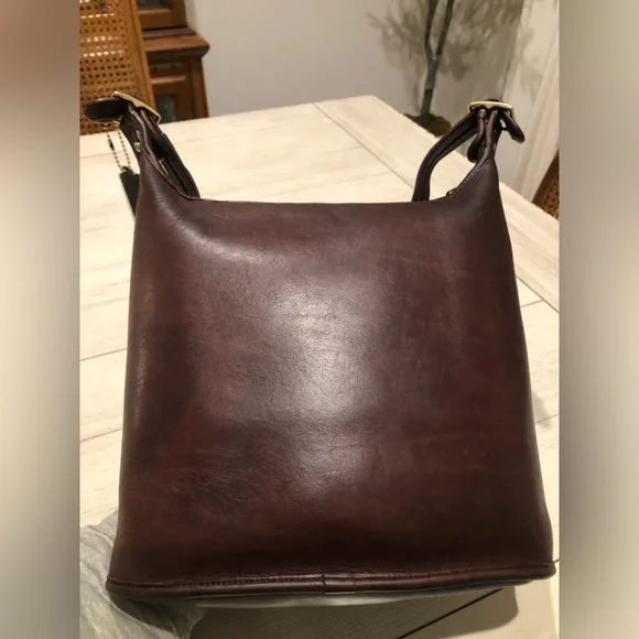 VINTAGE COACH MAHOGANY LEATHER SHOULDER SAC BUCKET BAG #9730 W/ 1-SIDED HANGTAG - Picture 3 of 15